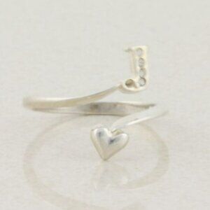 Sterling Silver Letter J Heart Ring Bypass Ring Size 7 1/2 Avon